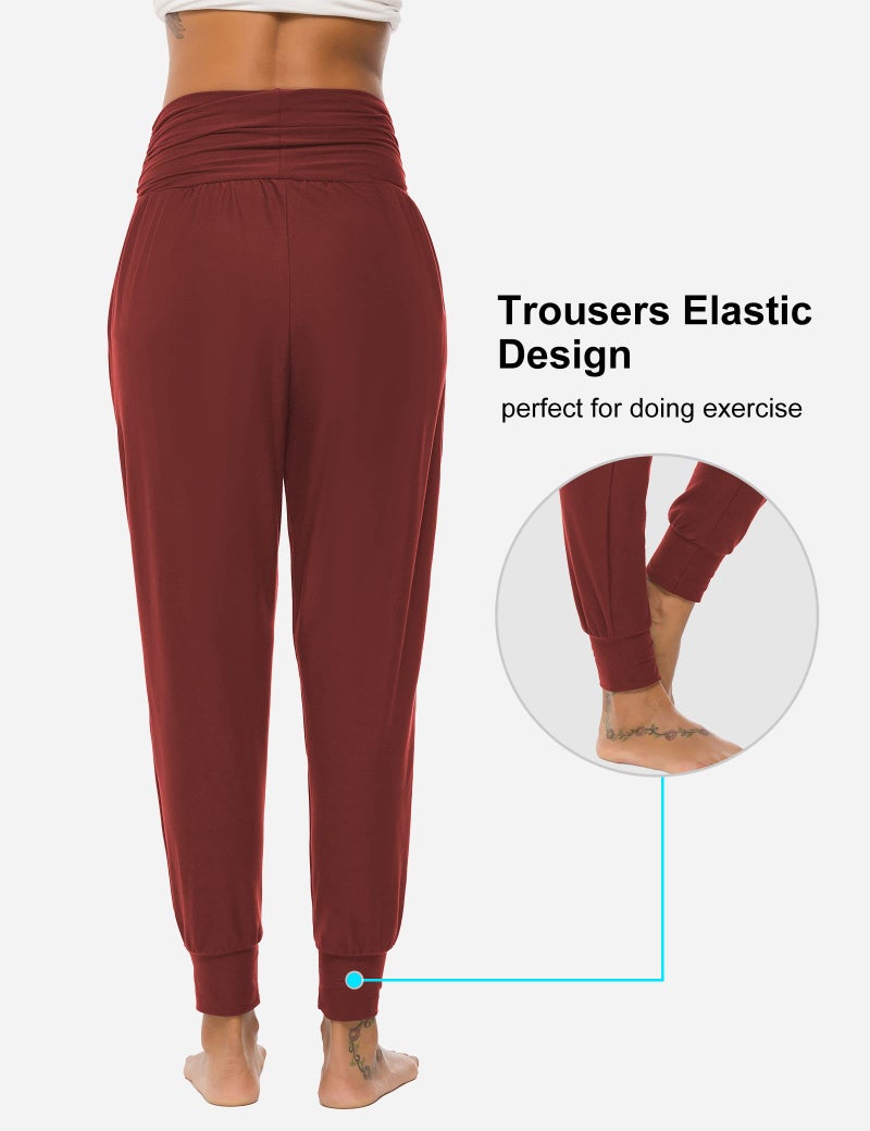 DIBAOLONG Womens Yoga Sweatpants Loose Workout Joggers Pants Comfy Lounge Pants with Pockets Burgundy M - Image 5